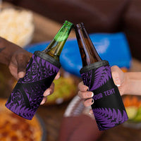 New Zealand Rugby Pacific Personalised 4 in 1 Can Cooler Tumbler All Purple Maori Pasifika Fern Pattern