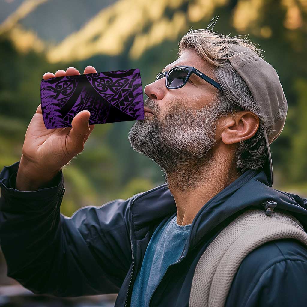 New Zealand Rugby Pacific Personalised 4 in 1 Can Cooler Tumbler All Purple Maori Pasifika Fern Pattern