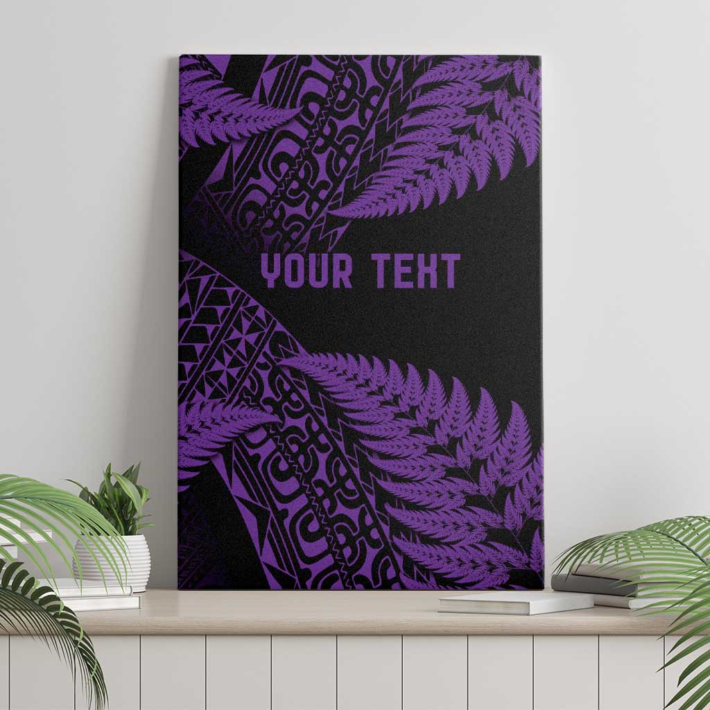 New Zealand Rugby Pacific Personalised Canvas Wall Art All Purple Maori Pasifika Fern Pattern