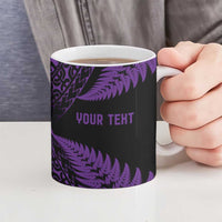 New Zealand Rugby Pacific Personalised Ceramic Mug All Purple Maori Pasifika Fern Pattern - Polynesian Pride