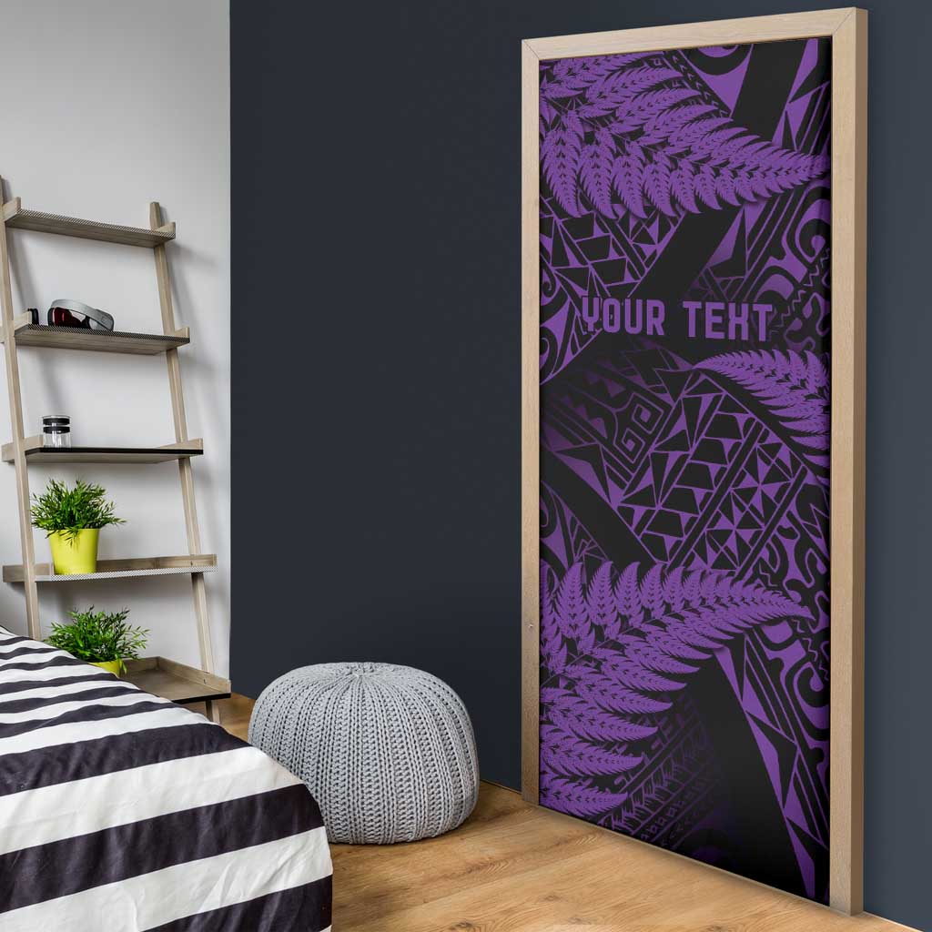 New Zealand Rugby Pacific Personalised Door Cover All Purple Maori Pasifika Fern Pattern - Polynesian Pride