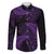 New Zealand Rugby Pacific Personalised Family Matching Off The Shoulder Long Sleeve Dress and Hawaiian Shirt All Purple Maori Pasifika Fern Pattern
