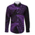 New Zealand Rugby Pacific Personalised Family Matching Off Shoulder Short Dress and Hawaiian Shirt All Purple Maori Pasifika Fern Pattern