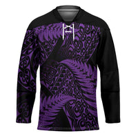 New Zealand Rugby Pacific Personalised Hockey Jersey All Purple Maori Pasifika Fern Pattern - Polynesian Pride