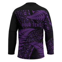 New Zealand Rugby Pacific Personalised Hockey Jersey All Purple Maori Pasifika Fern Pattern - Polynesian Pride