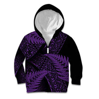 New Zealand Rugby Pacific Personalised Kid Hoodie All Purple Maori Pasifika Fern Pattern
