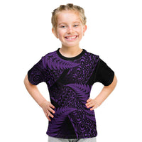 New Zealand Rugby Pacific Personalised Kid T Shirt All Purple Maori Pasifika Fern Pattern