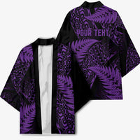 New Zealand Rugby Pacific Personalised Kimono All Purple Maori Pasifika Fern Pattern - Polynesian Pride
