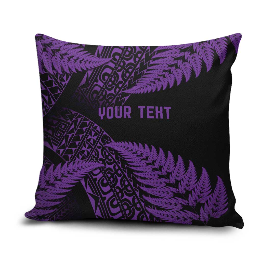 New Zealand Rugby Pacific Personalised Pillow Cover All Purple Maori Pasifika Fern Pattern - Polynesian Pride