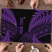 New Zealand Rugby Pacific Personalised Puzzle All Purple Maori Pasifika Fern Pattern - Polynesian Pride