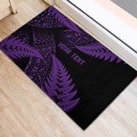 New Zealand Rugby Pacific Personalised Rubber Doormat All Purple Maori Pasifika Fern Pattern