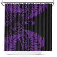 New Zealand Rugby Pacific Personalised Shower Curtain All Purple Maori Pasifika Fern Pattern
