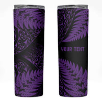 New Zealand Rugby Pacific Personalised Skinny Tumbler All Purple Maori Pasifika Fern Pattern