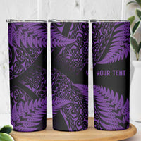 New Zealand Rugby Pacific Personalised Skinny Tumbler All Purple Maori Pasifika Fern Pattern