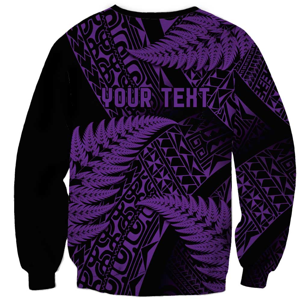 New Zealand Rugby Pacific Personalised Sweatshirt All Purple Maori Pasifika Fern Pattern