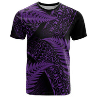 New Zealand Rugby Pacific Personalised T Shirt All Purple Maori Pasifika Fern Pattern