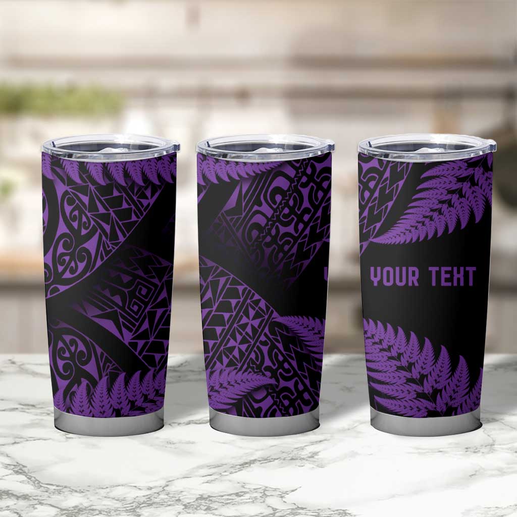 New Zealand Rugby Pacific Personalised Tumbler Cup All Purple Maori Pasifika Fern Pattern