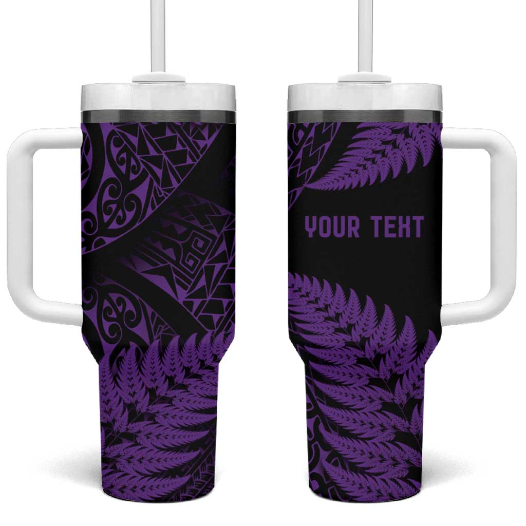 New Zealand Rugby Pacific Personalised Tumbler With Handle All Purple Maori Pasifika Fern Pattern