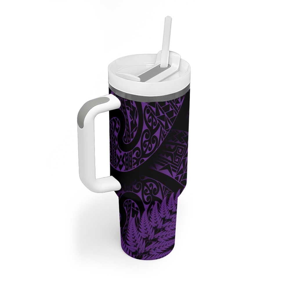 New Zealand Rugby Pacific Personalised Tumbler With Handle All Purple Maori Pasifika Fern Pattern