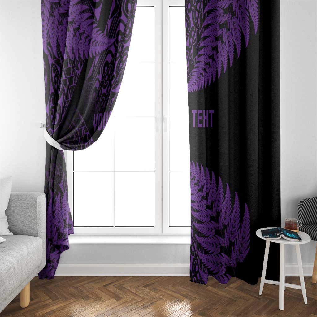 New Zealand Rugby Pacific Personalised Window Curtain All Purple Maori Pasifika Fern Pattern