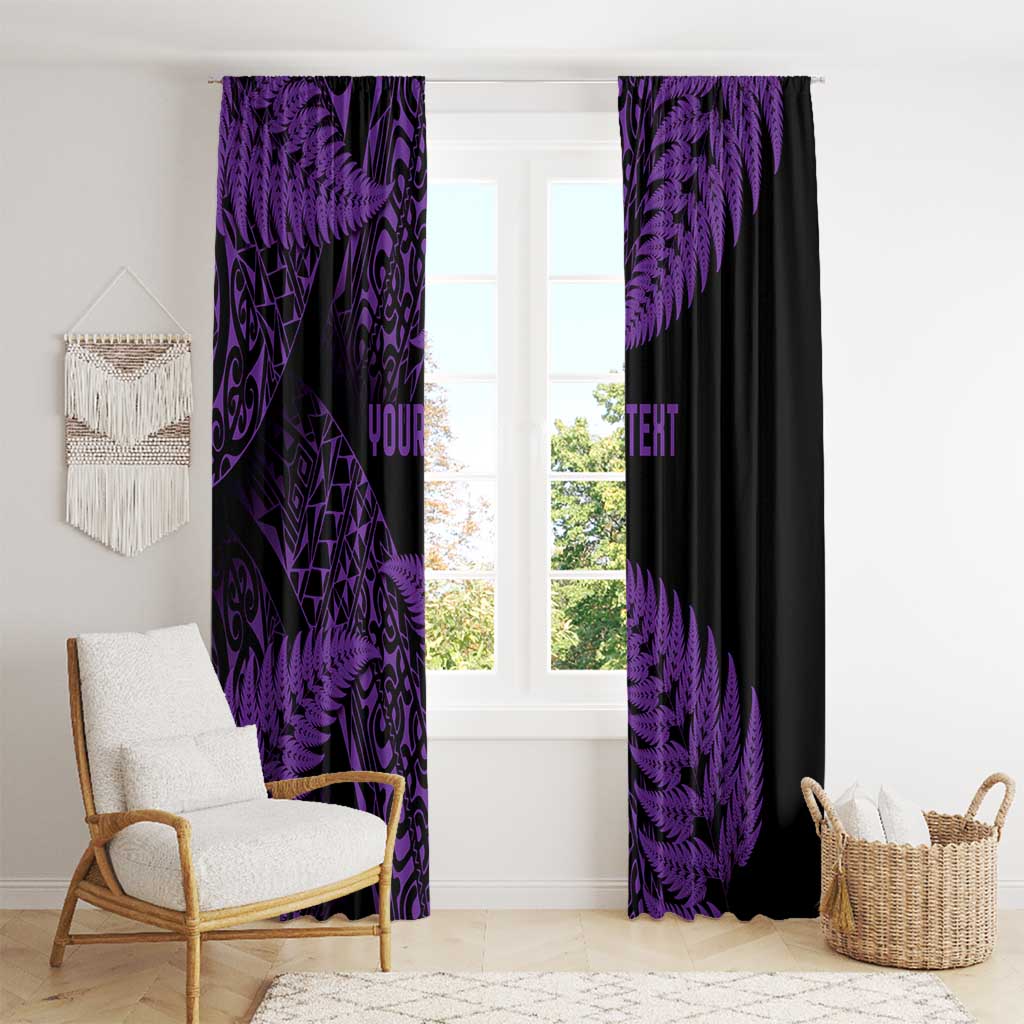 New Zealand Rugby Pacific Personalised Window Curtain All Purple Maori Pasifika Fern Pattern