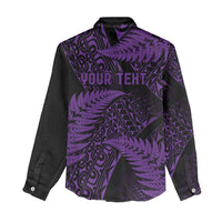 New Zealand Rugby Pacific Personalised Women Casual Shirt All Purple Maori Pasifika Fern Pattern
