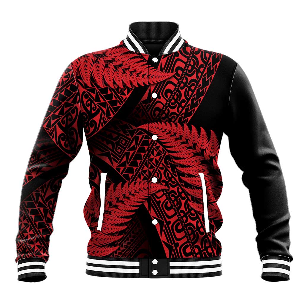 New Zealand Rugby Pacific Personalised Baseball Jacket All Red Maori Pasifika Fern Pattern