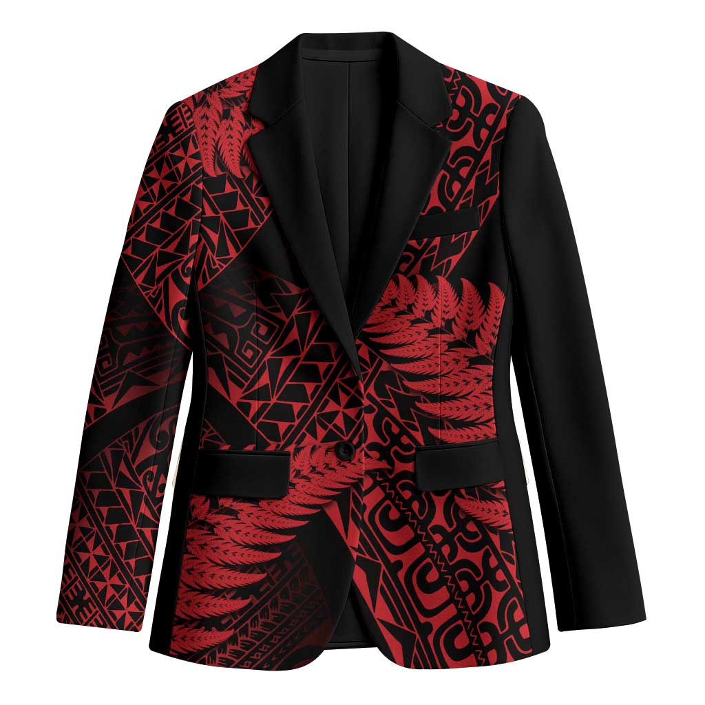 New Zealand Rugby Pacific Personalised Blazer All Red Maori Pasifika Fern Pattern - Polynesian Pride