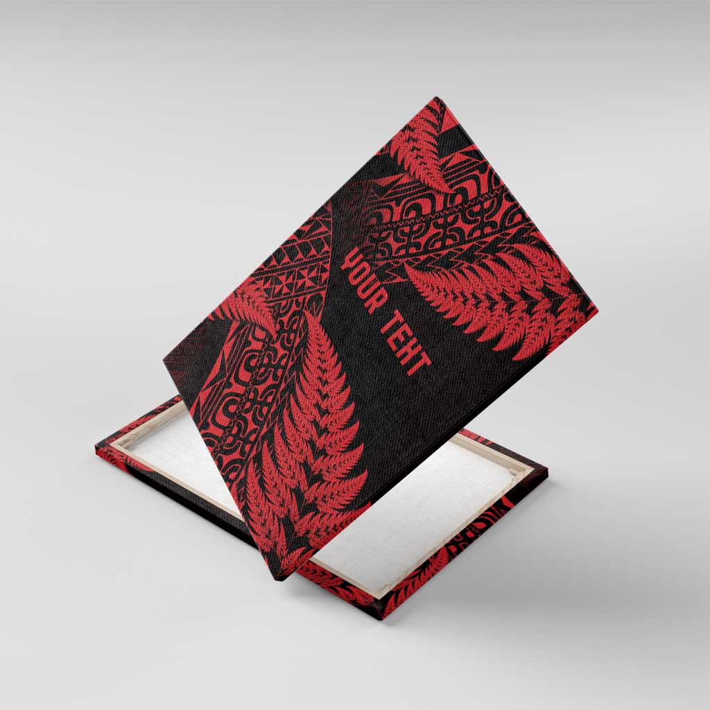New Zealand Rugby Pacific Personalised Canvas Wall Art All Red Maori Pasifika Fern Pattern
