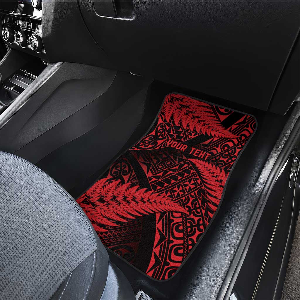 New Zealand Rugby Pacific Personalised Car Mats All Red Maori Pasifika Fern Pattern