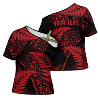 New Zealand Rugby Pacific Personalised Cross Shoulder Shirt All Red Maori Pasifika Fern Pattern - Polynesian Pride