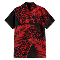 New Zealand Rugby Pacific Personalised Family Matching Off The Shoulder Long Sleeve Dress and Hawaiian Shirt All Red Maori Pasifika Fern Pattern
