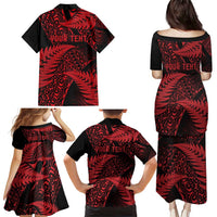 New Zealand Rugby Pacific Personalised Family Matching Puletasi and Hawaiian Shirt All Red Maori Pasifika Fern Pattern