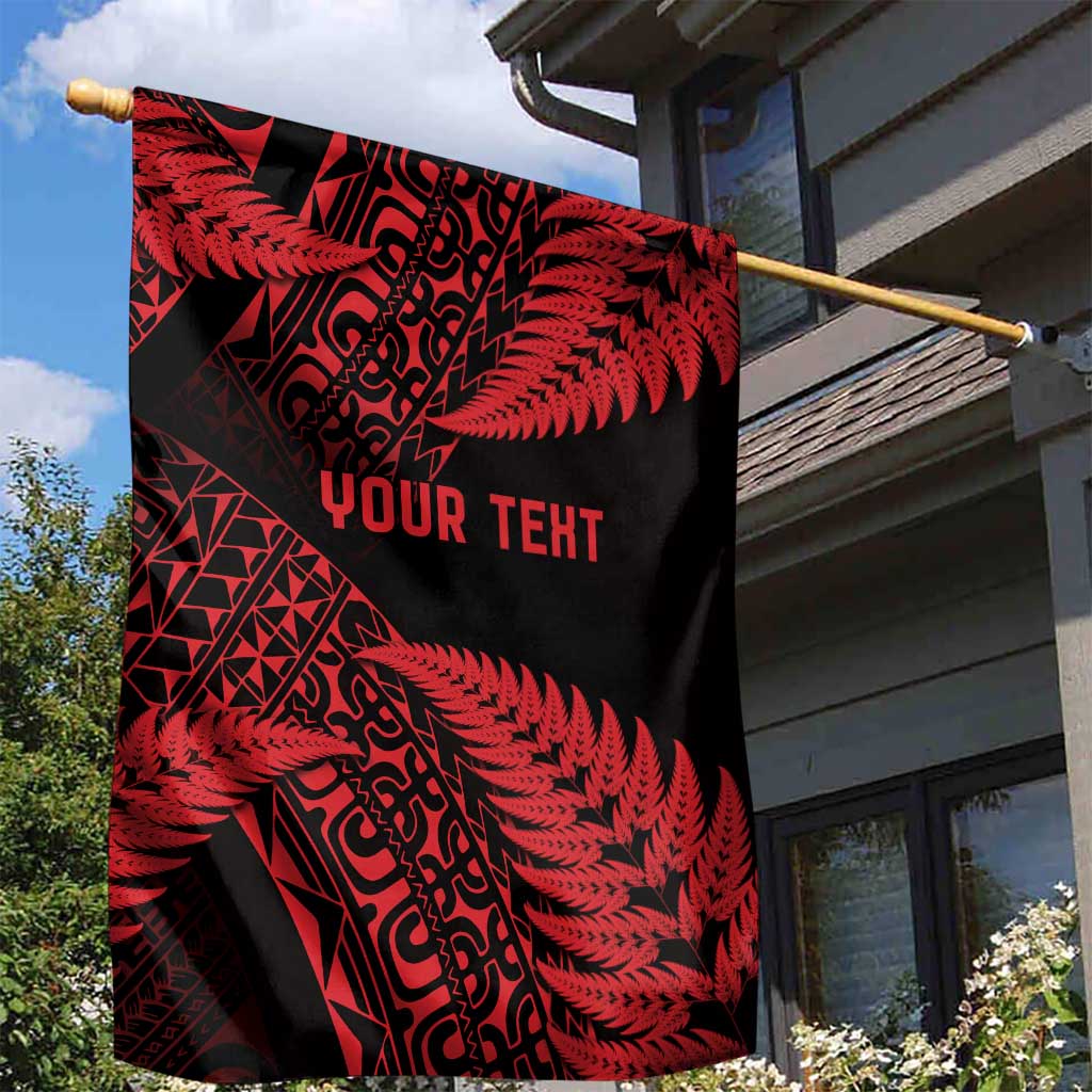 New Zealand Rugby Pacific Personalised Garden Flag All Red Maori Pasifika Fern Pattern