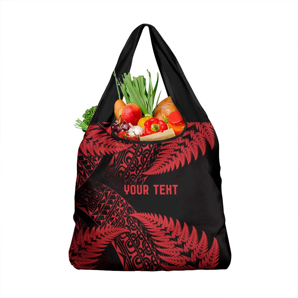 New Zealand Rugby Pacific Personalised Grocery Bag All Red Maori Pasifika Fern Pattern