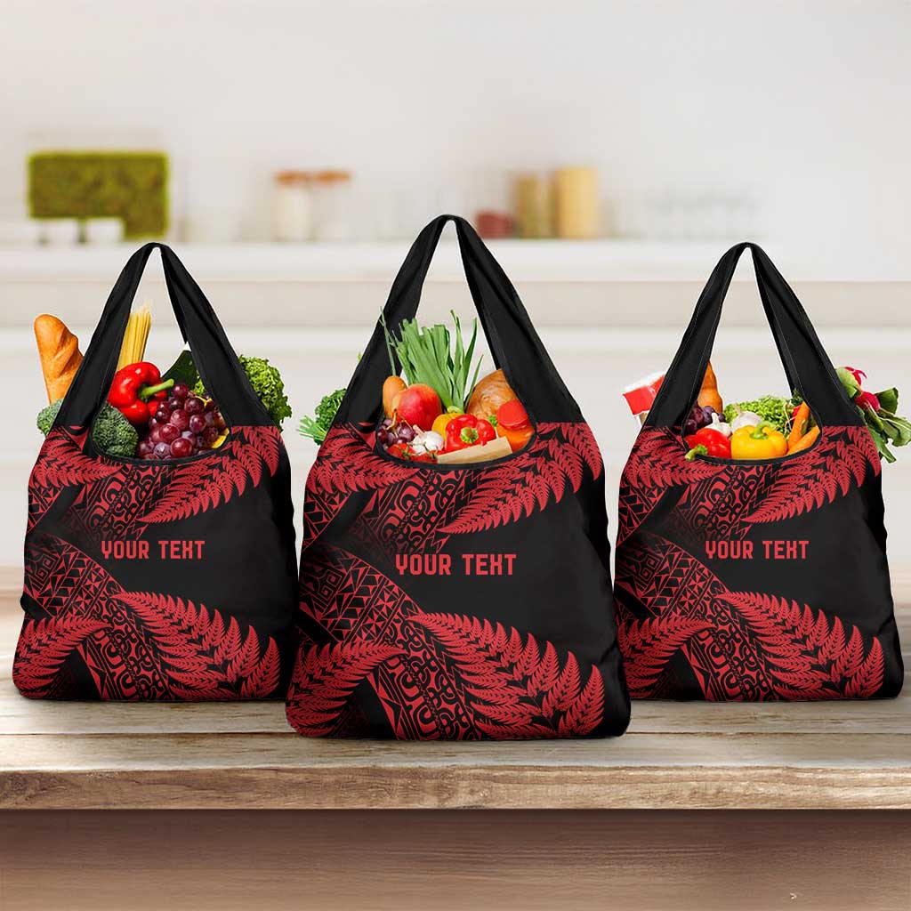 New Zealand Rugby Pacific Personalised Grocery Bag All Red Maori Pasifika Fern Pattern