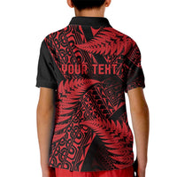 New Zealand Rugby Pacific Personalised Kid Polo Shirt All Red Maori Pasifika Fern Pattern