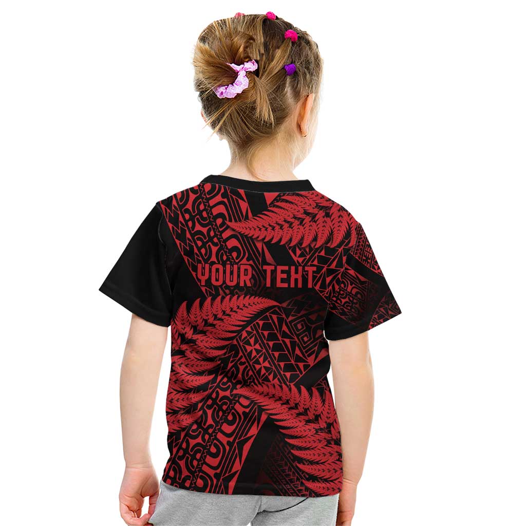 New Zealand Rugby Pacific Personalised Kid T Shirt All Red Maori Pasifika Fern Pattern