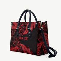 New Zealand Rugby Pacific Personalised Leather Bag All Red Maori Pasifika Fern Pattern - Polynesian Pride