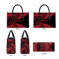 New Zealand Rugby Pacific Personalised Leather Bag All Red Maori Pasifika Fern Pattern - Polynesian Pride