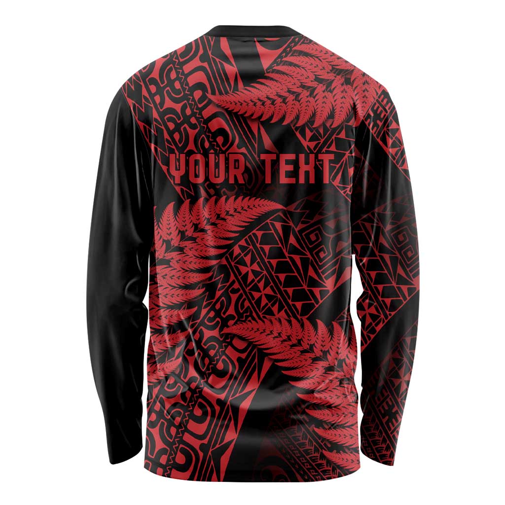 New Zealand Rugby Pacific Personalised Long Sleeve Shirt All Red Maori Pasifika Fern Pattern