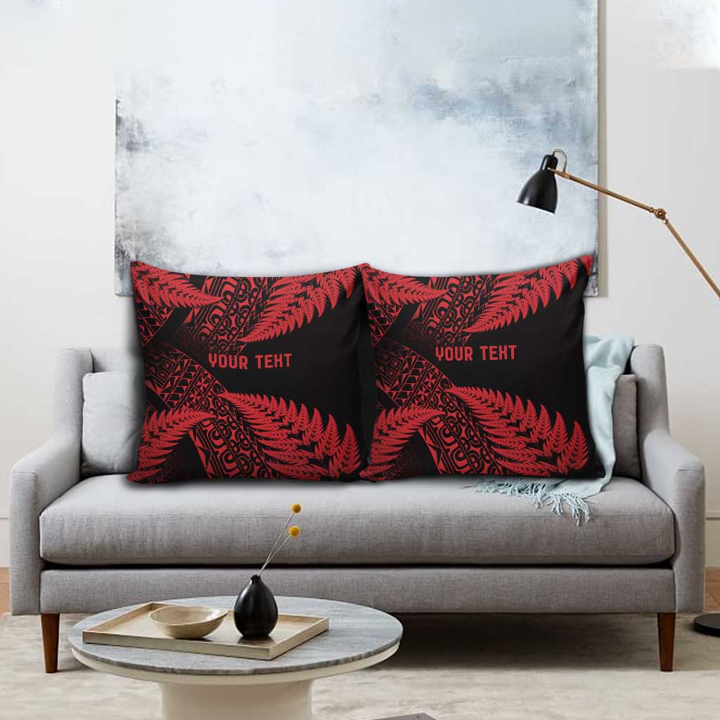 New Zealand Rugby Pacific Personalised Pillow Cover All Red Maori Pasifika Fern Pattern - Polynesian Pride