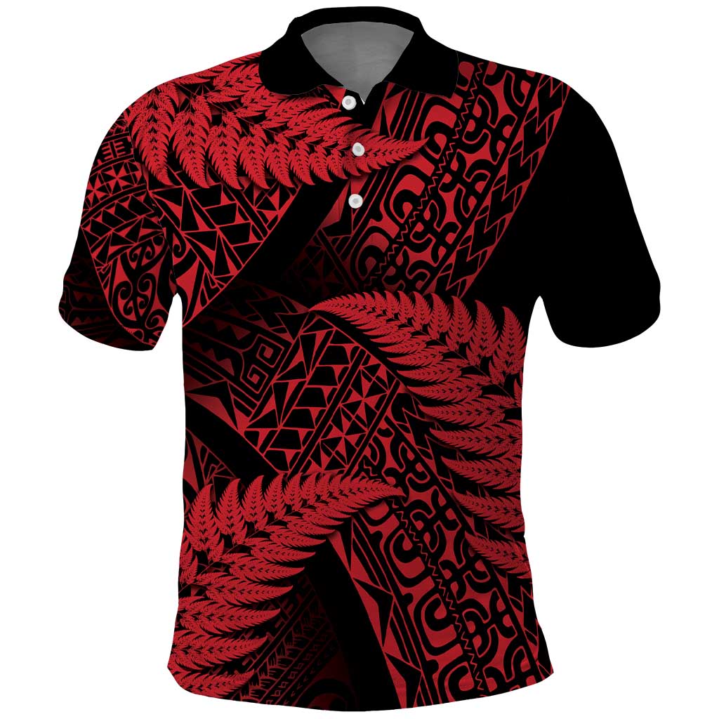 New Zealand Rugby Pacific Personalised Polo Shirt All Red Maori Pasifika Fern Pattern
