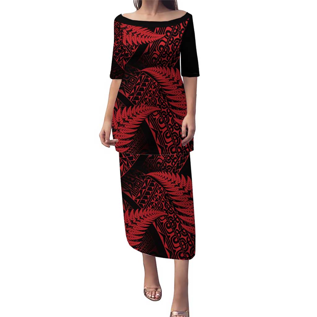 New Zealand Rugby Pacific Personalised Puletasi All Red Maori Pasifika Fern Pattern