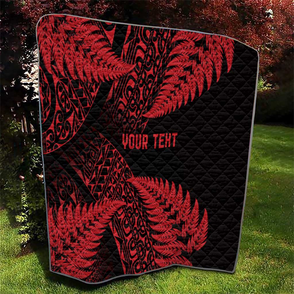 New Zealand Rugby Pacific Personalised Quilt All Red Maori Pasifika Fern Pattern