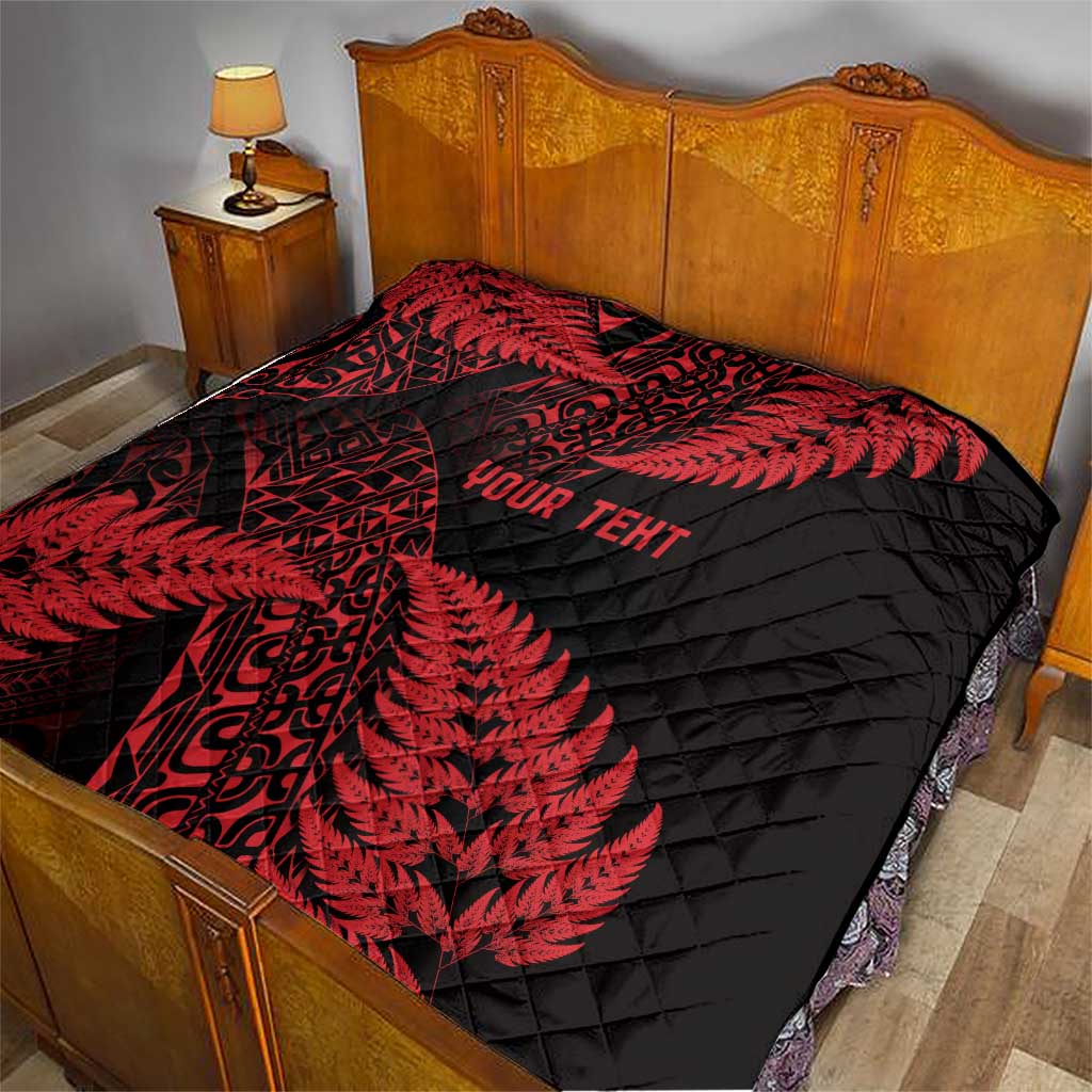 New Zealand Rugby Pacific Personalised Quilt All Red Maori Pasifika Fern Pattern