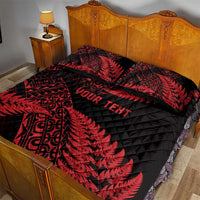 New Zealand Rugby Pacific Personalised Quilt Bed Set All Red Maori Pasifika Fern Pattern