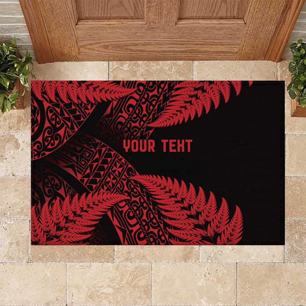 New Zealand Rugby Pacific Personalised Rubber Doormat All Red Maori Pasifika Fern Pattern