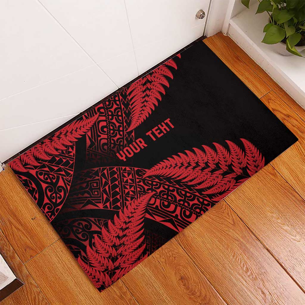 New Zealand Rugby Pacific Personalised Rubber Doormat All Red Maori Pasifika Fern Pattern
