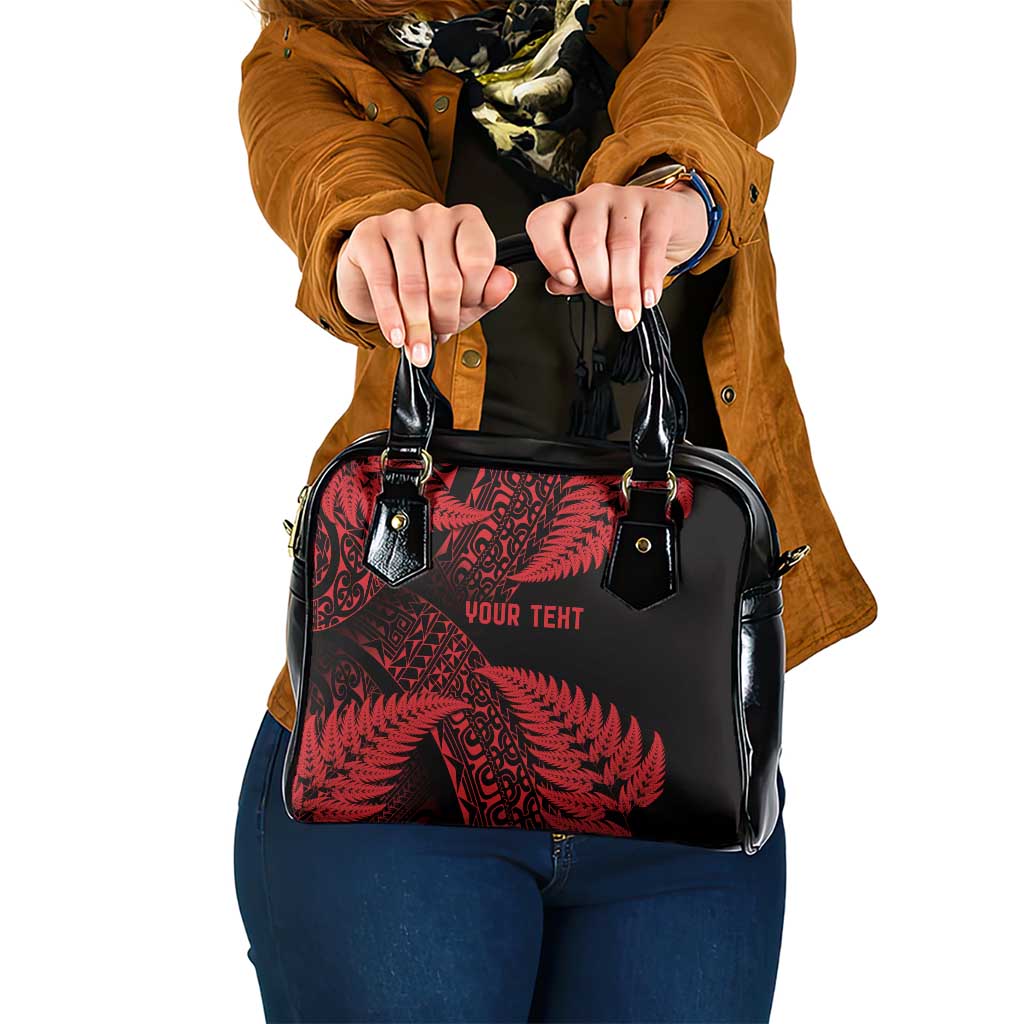 New Zealand Rugby Pacific Personalised Shoulder Handbag All Red Maori Pasifika Fern Pattern